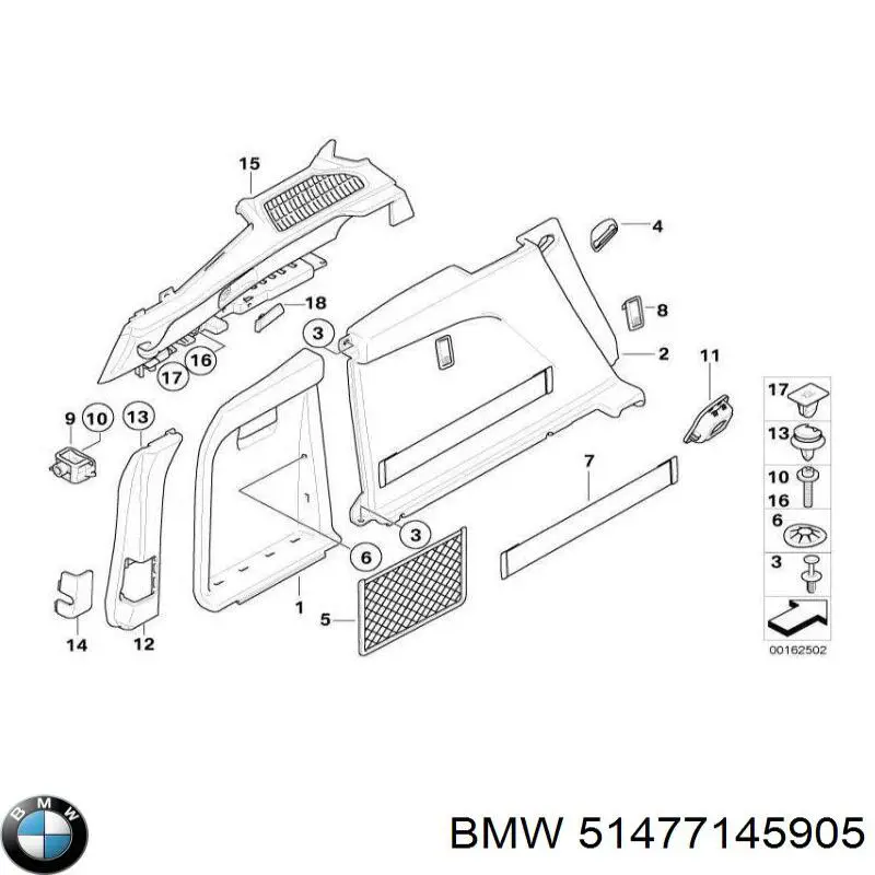 51477253939 BMW Облицювання багажного відсіку, ліва