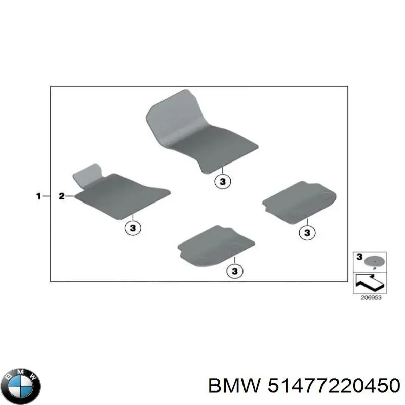 Комплект килимків BMW 51477220450 ціна, від 70.54 USD