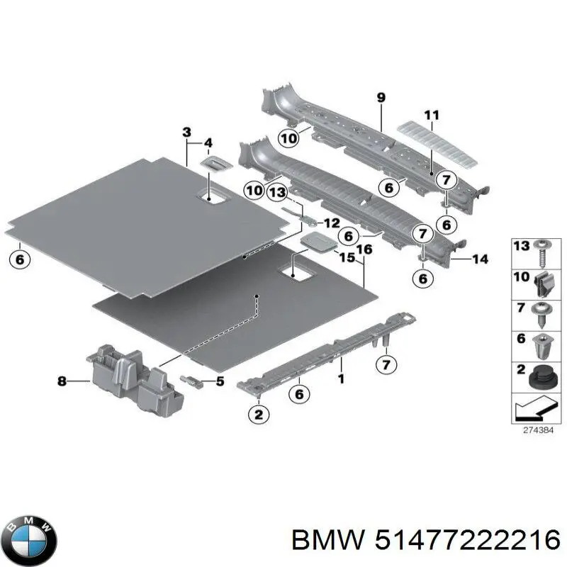 Облицювання задньої панелі багажника BMW 51477222216 ціна, від 30.41 USD