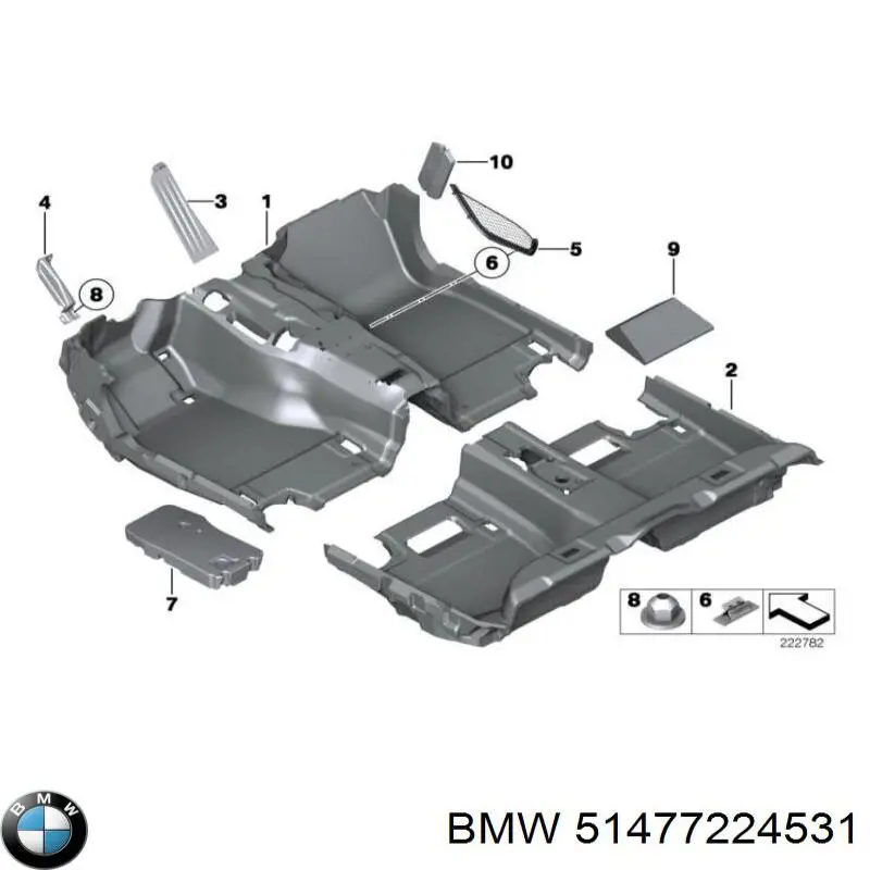 51477224531 BMW Покриття підлогове салону, заднє