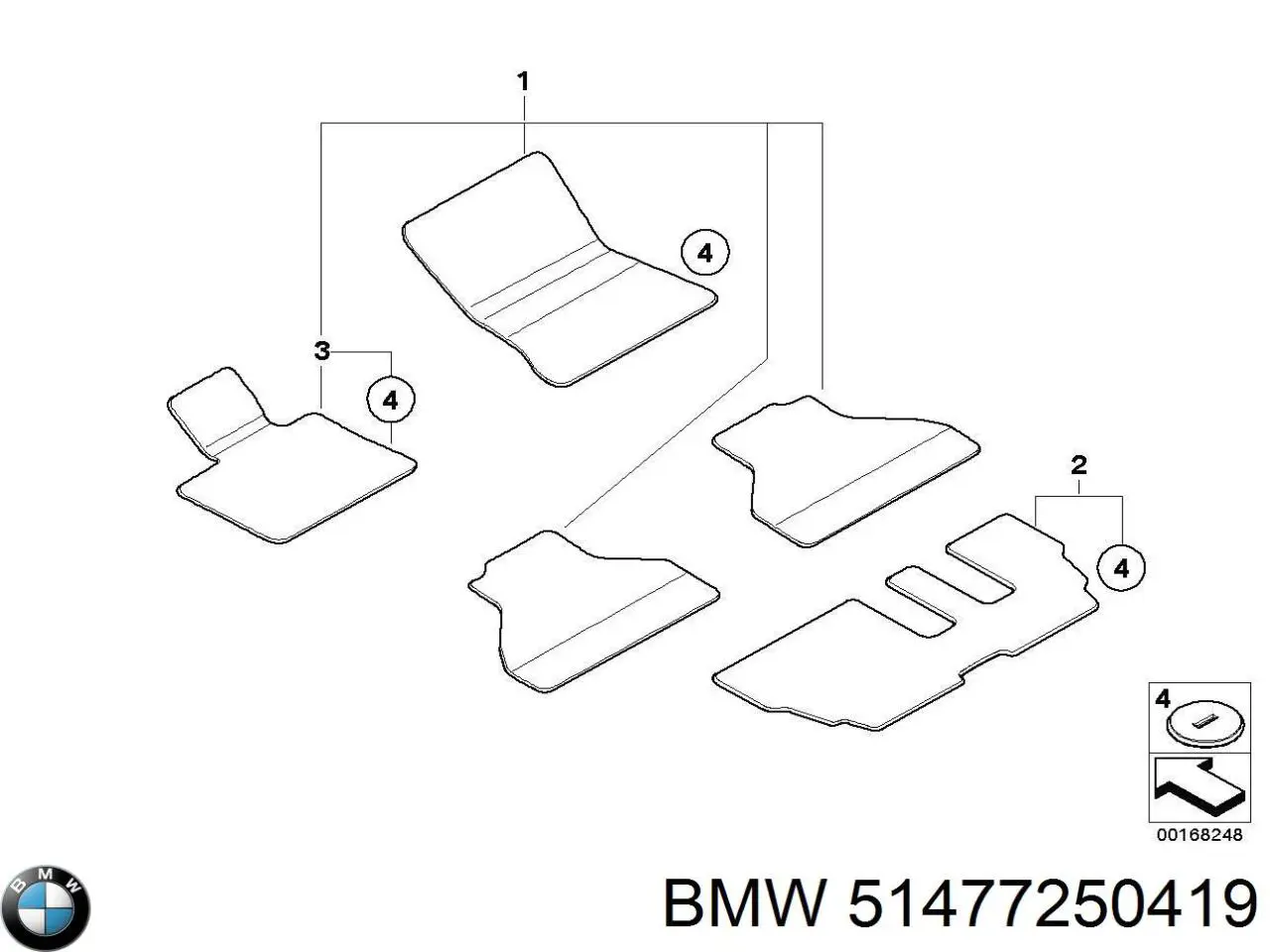 Комплект килимків BMW 51477290020 ціна, від 209.28 USD