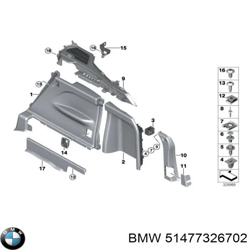 51477326702 BMW Облицювання багажного відсіку, праве