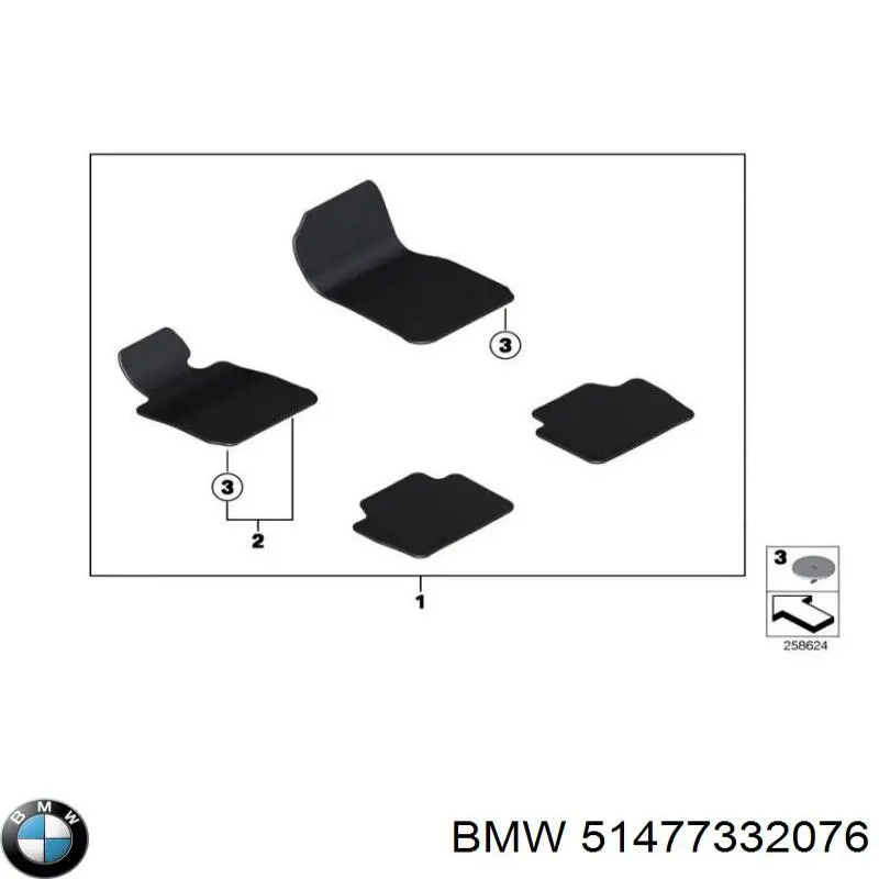Комплект килимків BMW 51477426316 ціна, від 176.80 USD