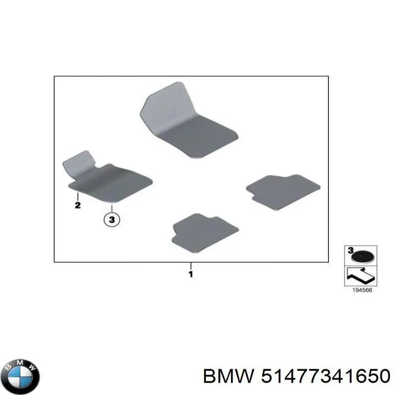 Комплект килимків BMW 51477341650 ціна, від 80.58 USD