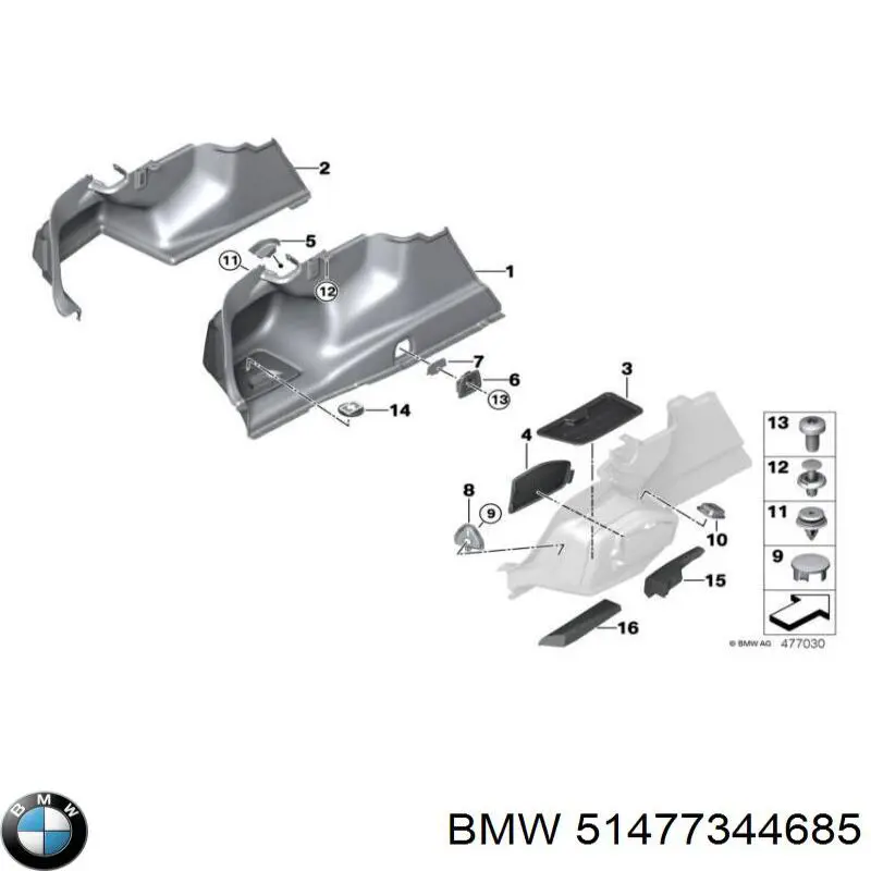 51477344685 BMW Облицювання багажного відсіку, ліва