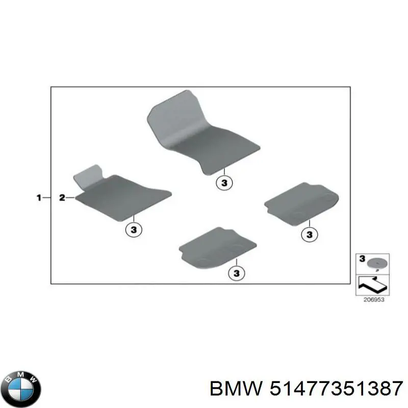 Комплект килимків BMW 51477351387 ціна, від 101.35 USD