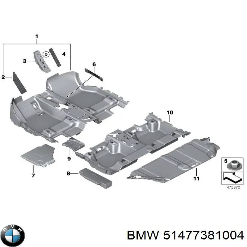 Покриття підлогове салону, заднє BMW 51477463984 ціна, від 84.65 USD