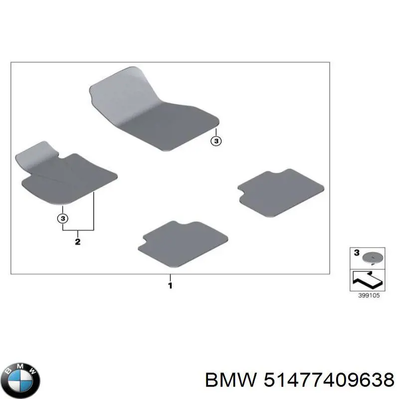 Комплект килимків BMW 51477409638 ціна, від 186.56 USD