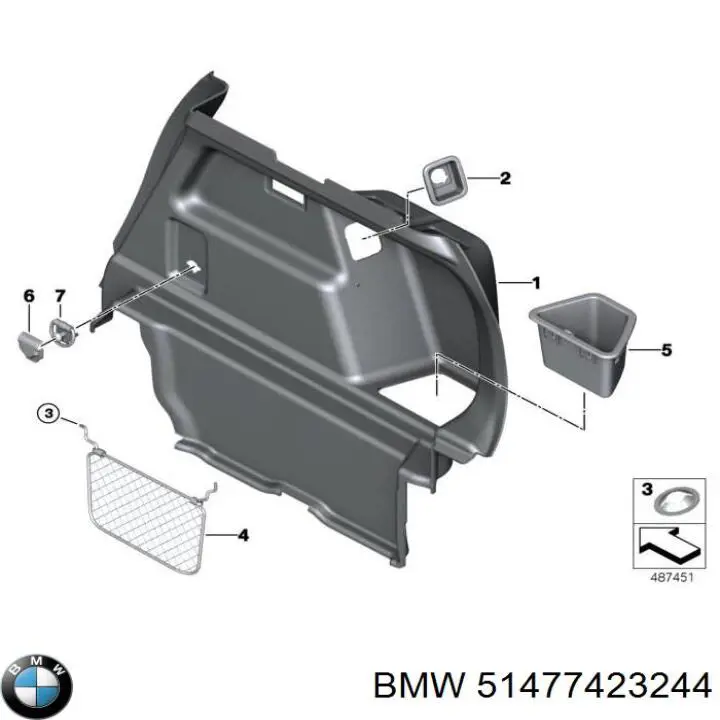 51477423244 BMW Облицювання багажного відсіку, праве