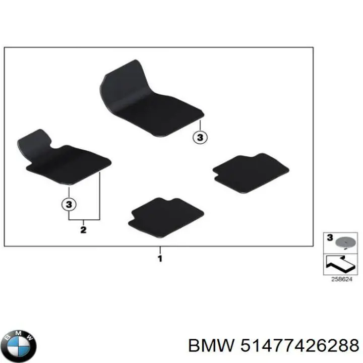 Килимок передні + задні, комплект на авто 51477335943 BMW