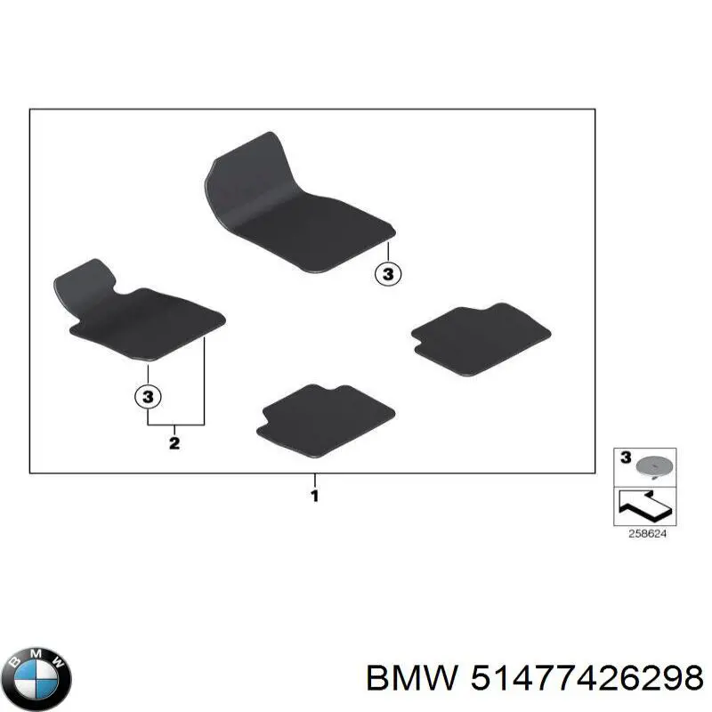 Комплект килимків BMW 51477426298 ціна, від 174.33 USD