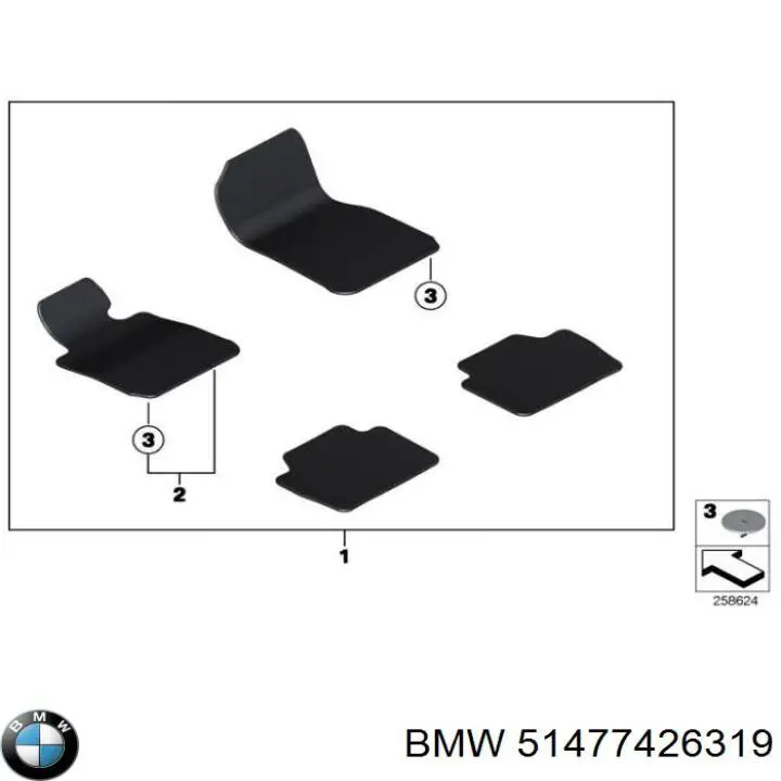 Комплект килимків BMW 51477426319 ціна, від 169.54 USD