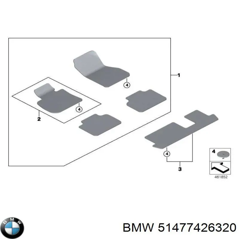 Комплект килимків BMW 51477426320 ціна, від 32.25 USD