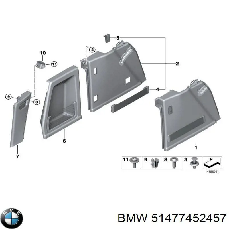 51477452457 BMW Облицювання багажного відсіку, праве