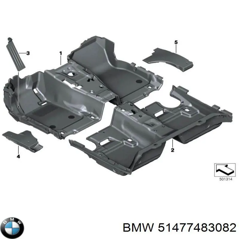 51477483082 BMW Покриття підлогове салону, заднє