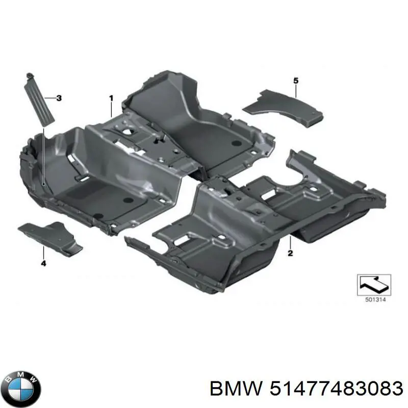51477483083 BMW Покриття підлогове салону, переднє