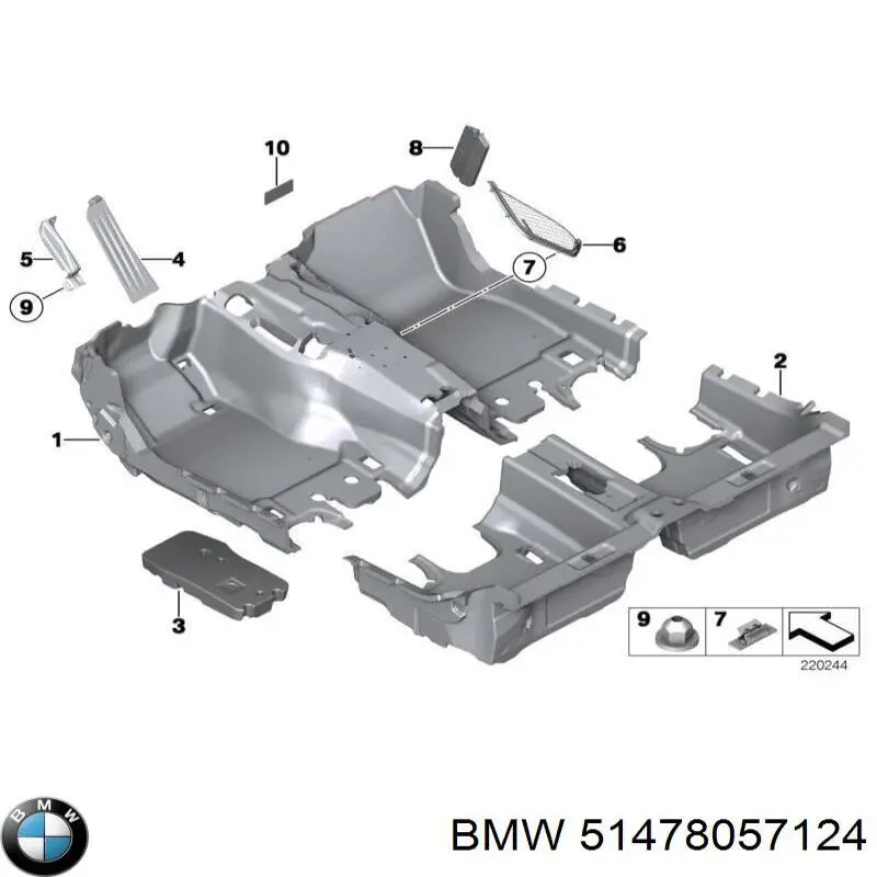 51478057124 BMW Покриття підлогове салону, переднє