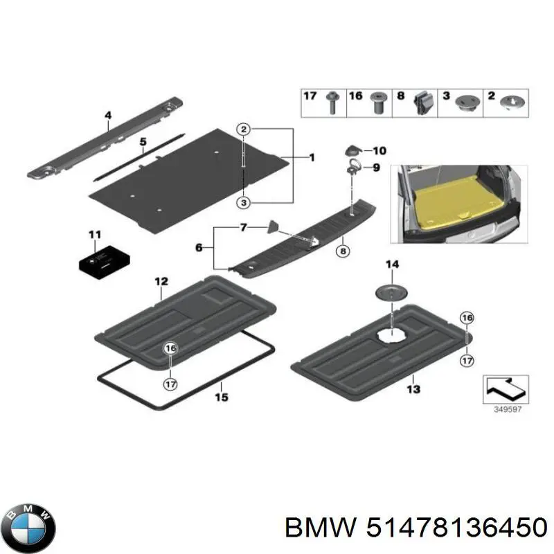 Ущільнювач кришки багажника BMW 51478136450 ціна, від 12.41 USD
