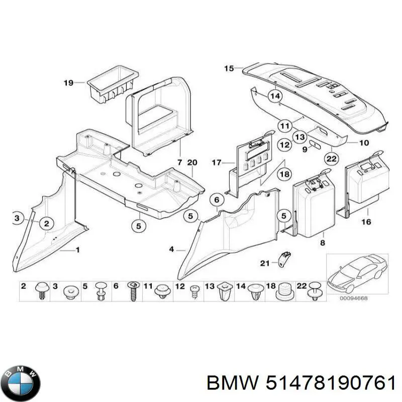 Облицювання багажного відсіку, ліве BMW 51478190761 ціна, від 12.70 USD