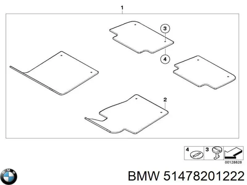 Комплект килимків BMW 51477020719 ціна, від 25.34 USD