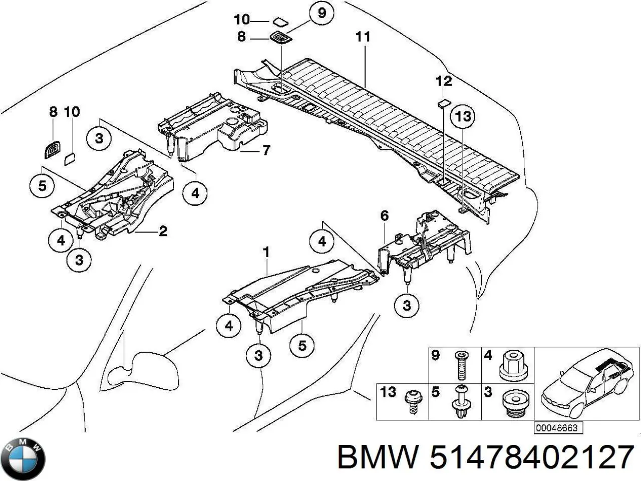 51478402127 BMW Облицювання задньої панелі багажника