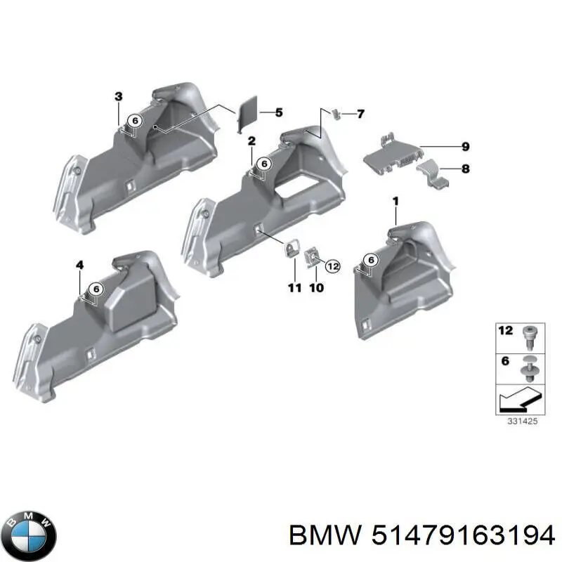 Облицювання багажного відсіку, праве на BMW 5 (F10)