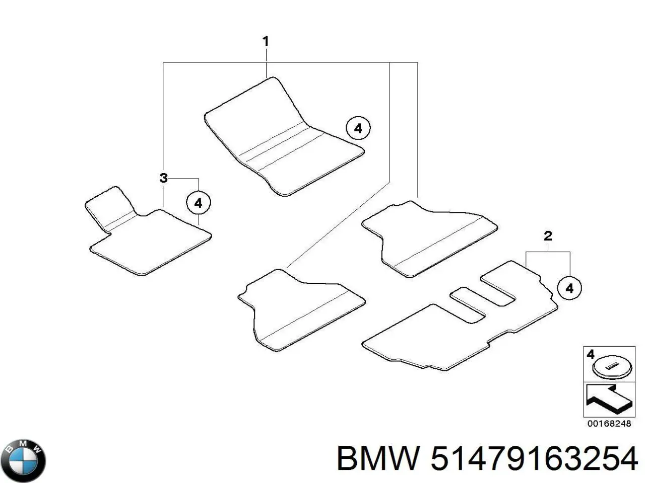 Комплект килимків BMW 51477290130 ціна, від 260.21 USD