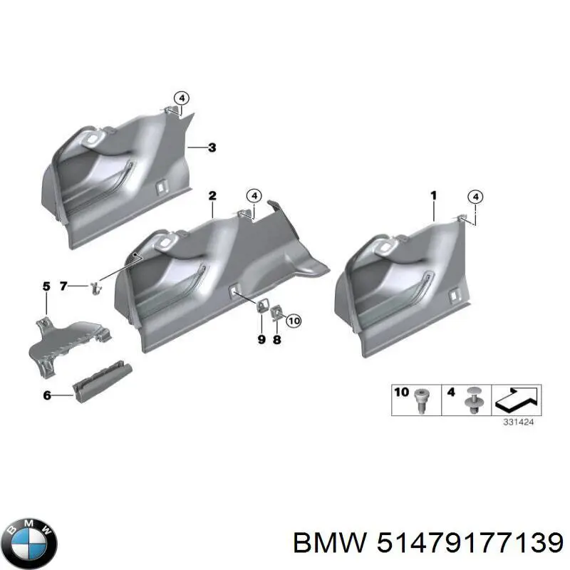 Облицювання багажного відсіку, ліве BMW 51479163193 ціна, від 11.09 USD