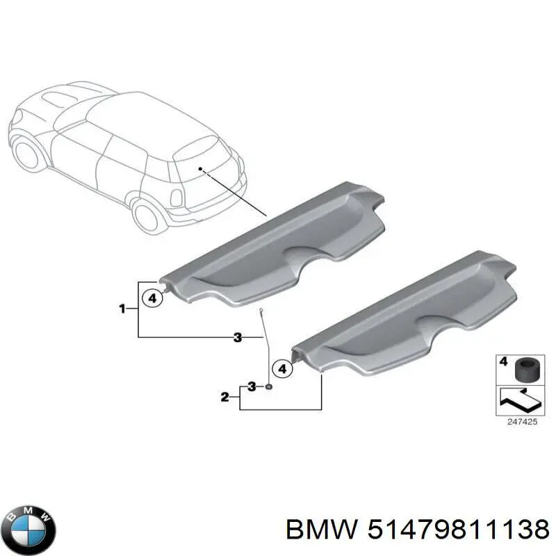 51479811138 BMW Полку салону, задня