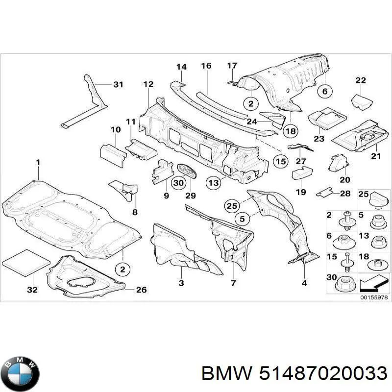 Шумоізоляція моторного щита BMW 51487020033 ціна, від 25.34 USD