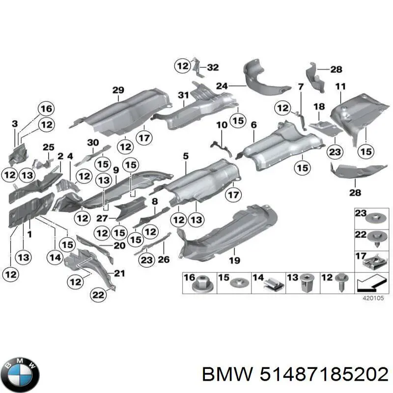 51487185202 BMW Захист (тепловий екран) вихлопної системи