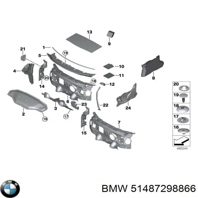 Обшивка капота BMW 51487298866 ціна, від 170.40 USD