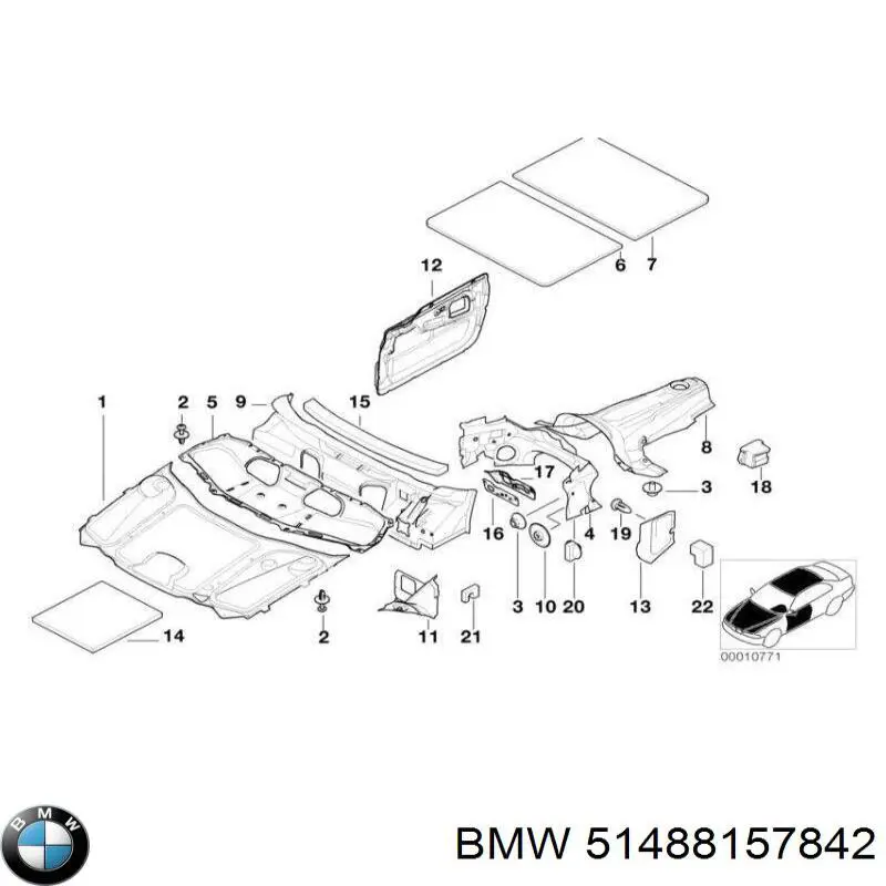 Шумоізоляція моторного щита BMW 51488157842 ціна, від 261.39 USD