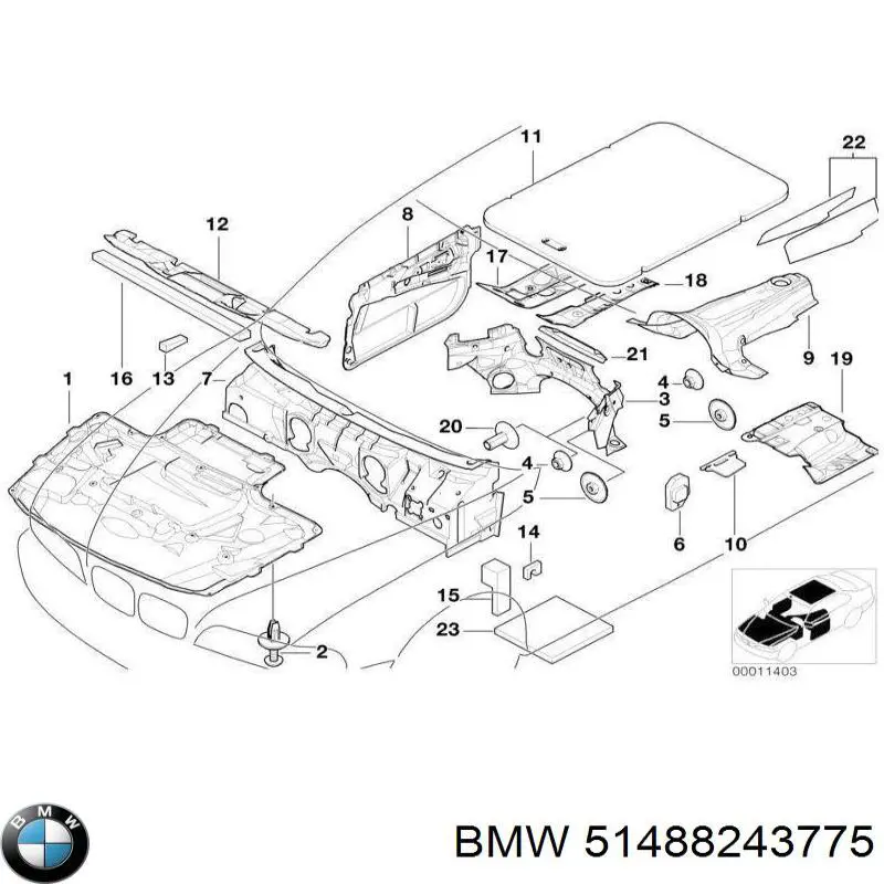 Шумоізоляція моторного щита BMW 51488243775 ціна, від 141.08 USD