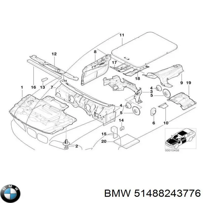 Шумоізоляція моторного щита BMW 51488243776 ціна, від 212.64 USD
