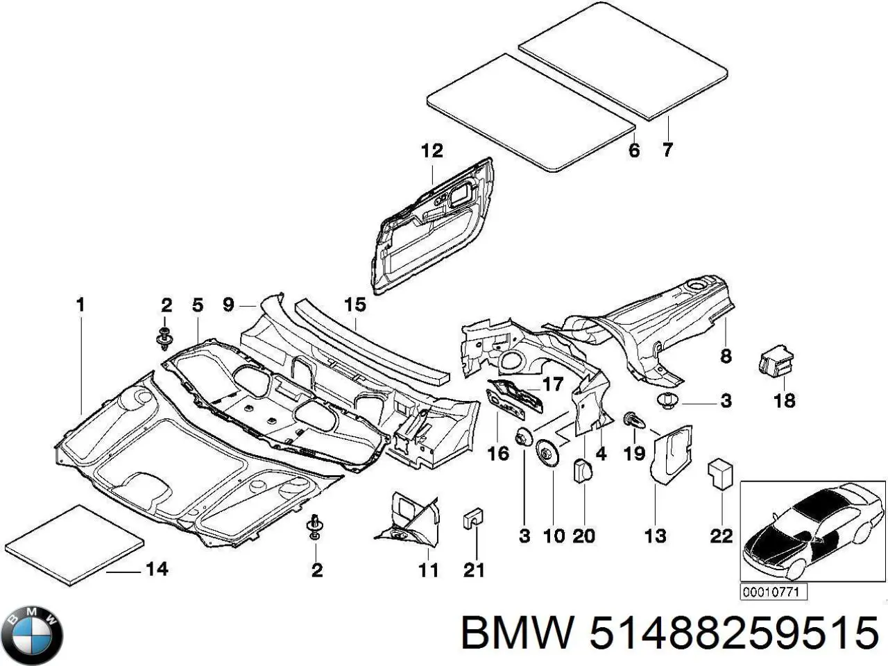 Шумоізоляція моторного щита BMW 51488259515 ціна, від 251.46 USD