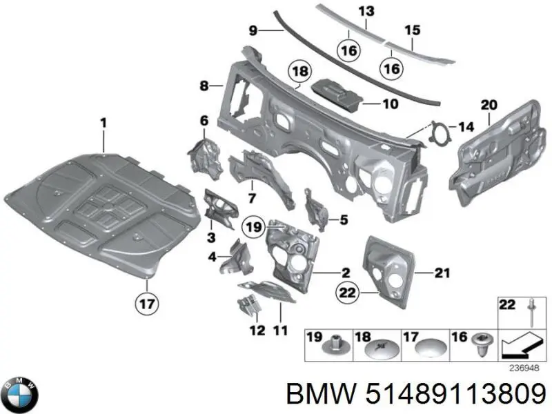 Шумоізоляція моторного щита BMW 51489113809 ціна, від 36.68 USD