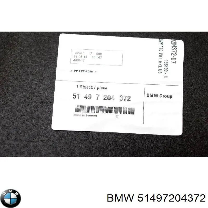 Оббивка багажника BMW 51497204372 ціна, від 10.14 USD