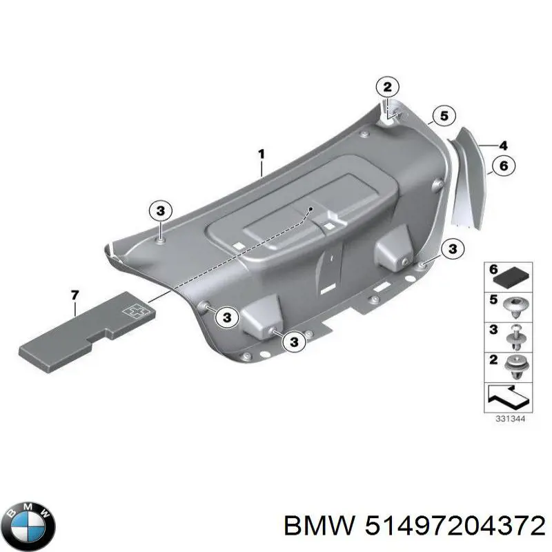 Купити 51497204372 BMW Облицювання багажника п'ятих дверей