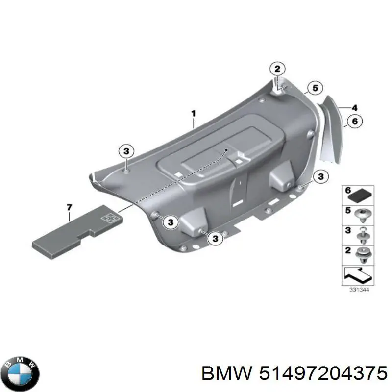 51497204375 BMW Накладка ринви задня ліва