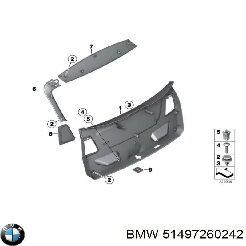 51497260242 BMW Облицювання багажника п'ятих дверей