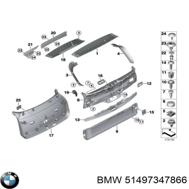 Обшивка кришки багажника BMW 51497347866 ціна, від 23.88 USD