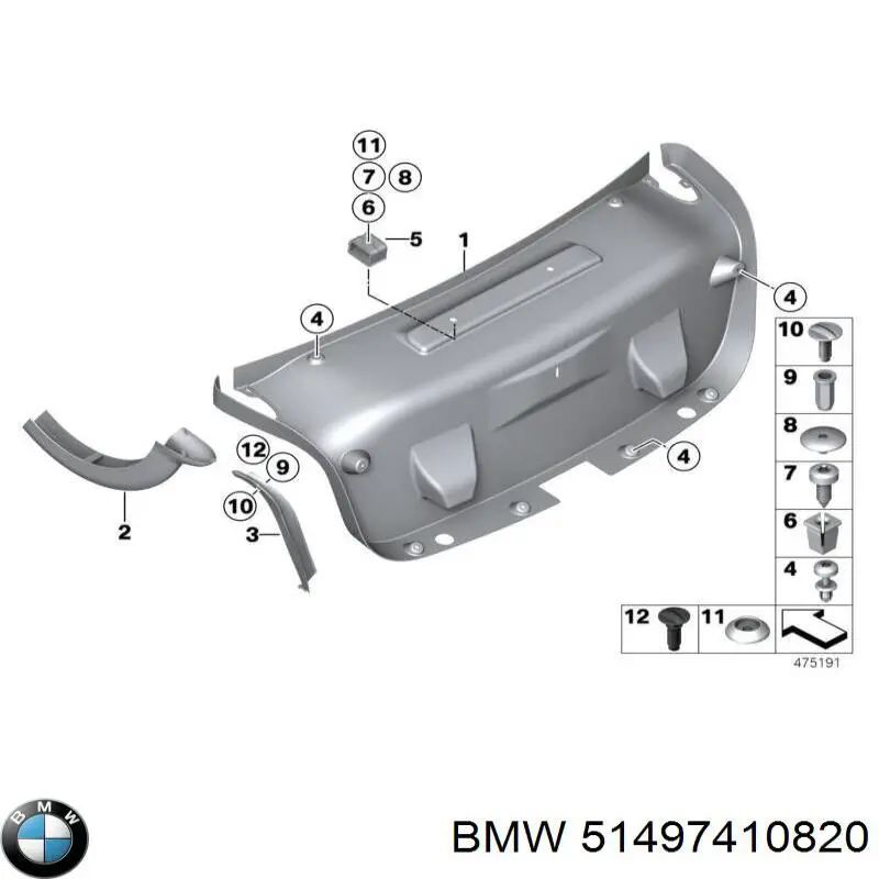 Накладка ринви задня права BMW 51497410820 ціна, від 30.90 USD