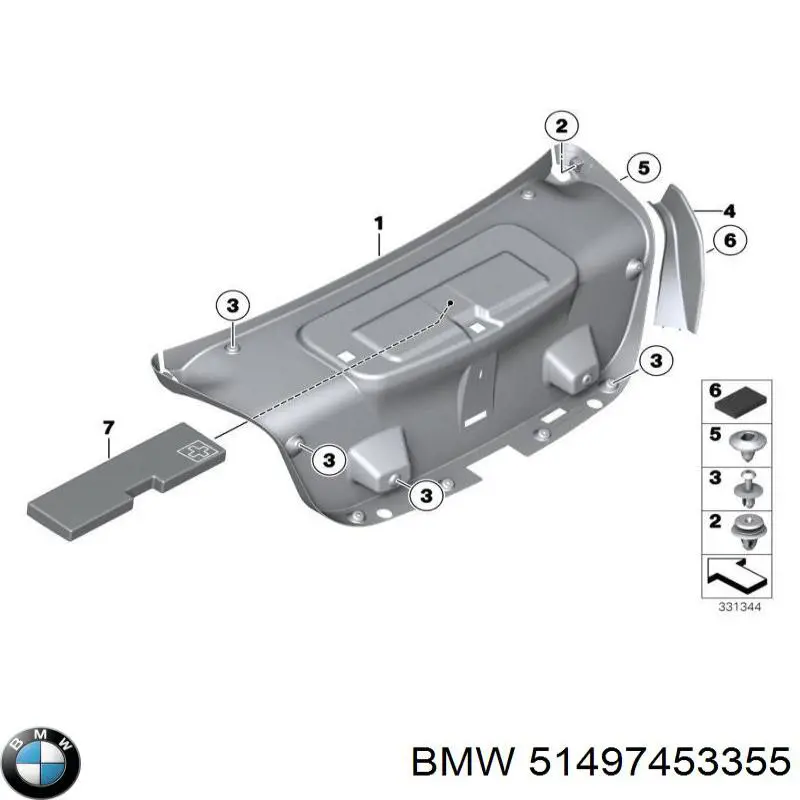 Накладка ринви задня ліва BMW 51497453355 ціна, від 646.25 UAH