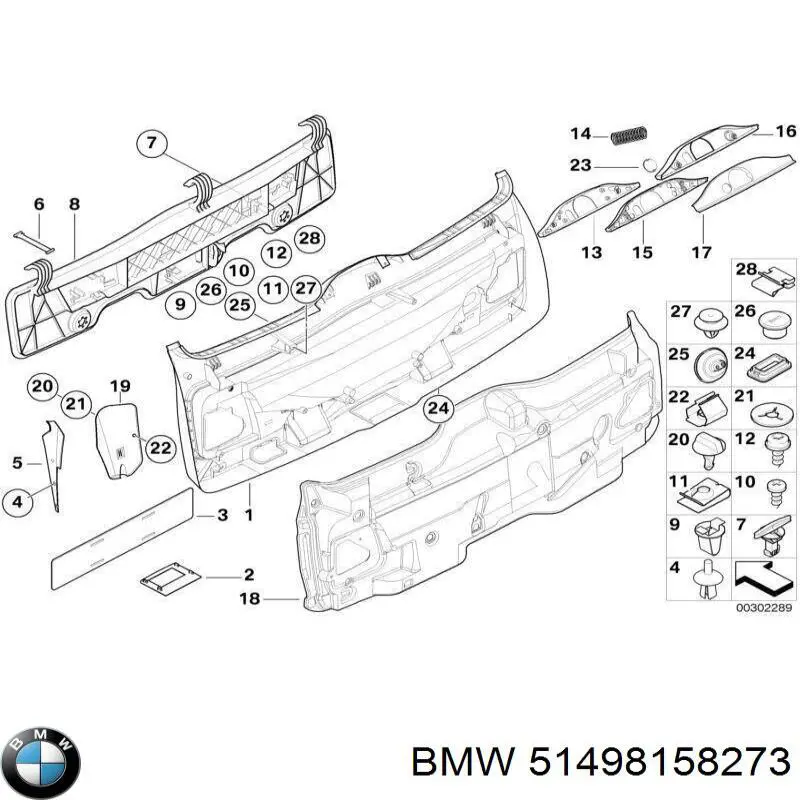 51498158273 BMW Пістон (кліп) кріплення підкрилки переднього крила