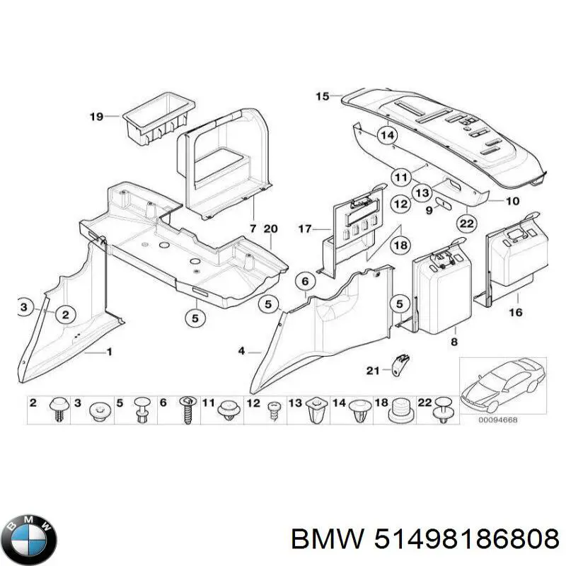 Обшивка-облицювання п'ятих дверей BMW 51498186808 ціна, від 6.33 USD