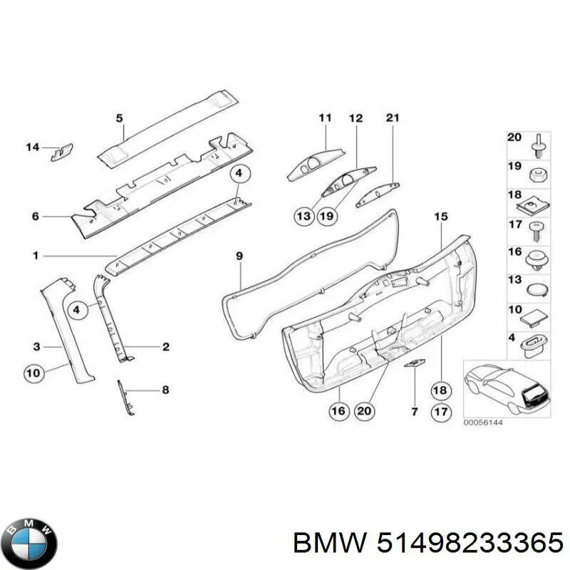 51498233365 BMW Накладка заднього скла