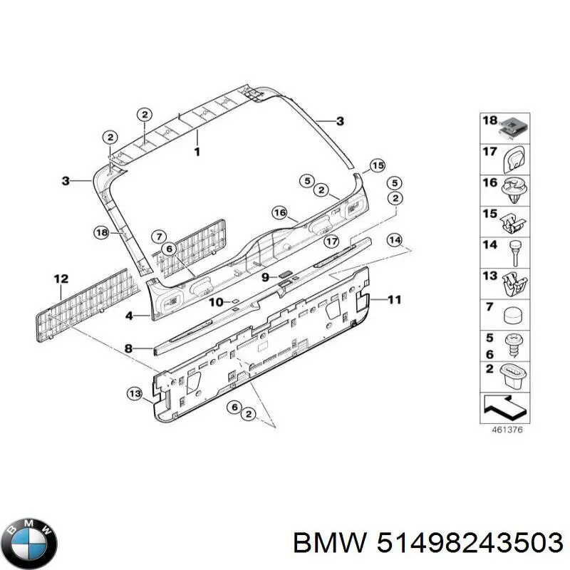 Пластик п'ятих дверей BMW 51498243503 ціна, від 20.90 USD