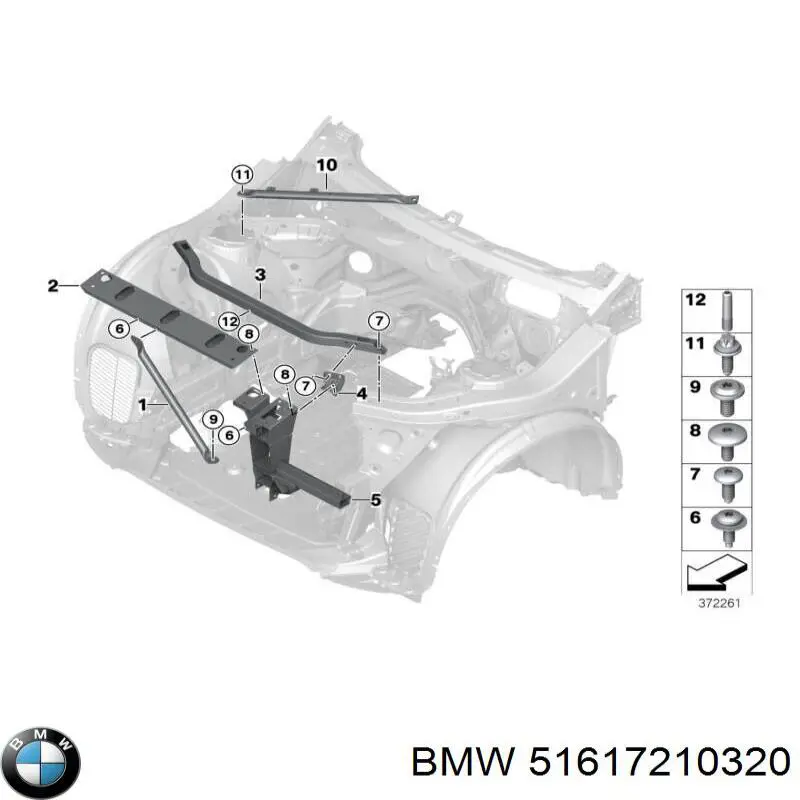 Важіль передньої підвіски нижній, правий 51617210320 BMW