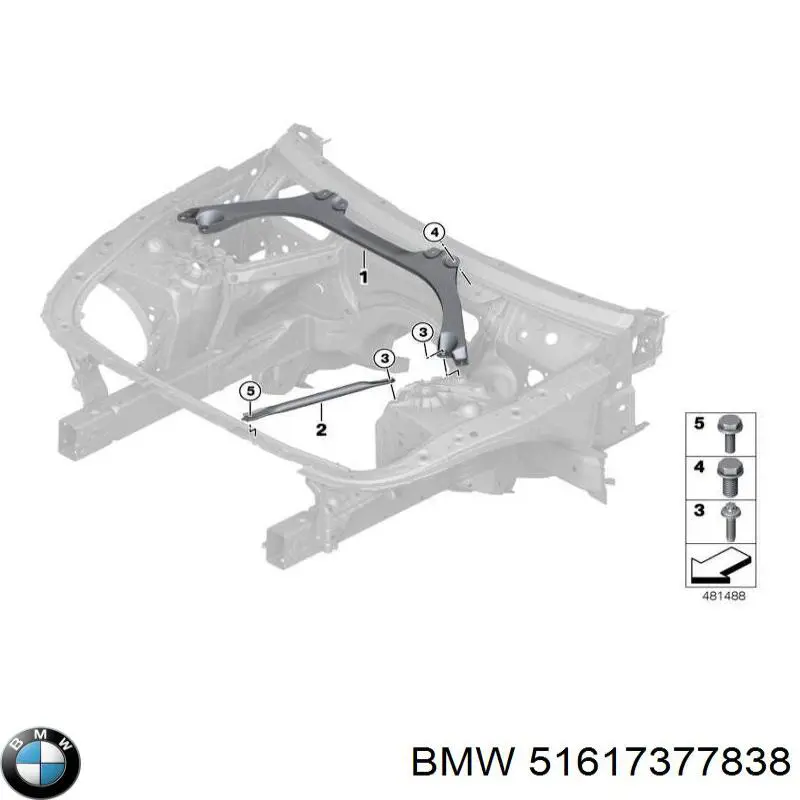 Важіль передньої підвіски нижній, правий BMW 51617377838 ціна, від 30.49 USD